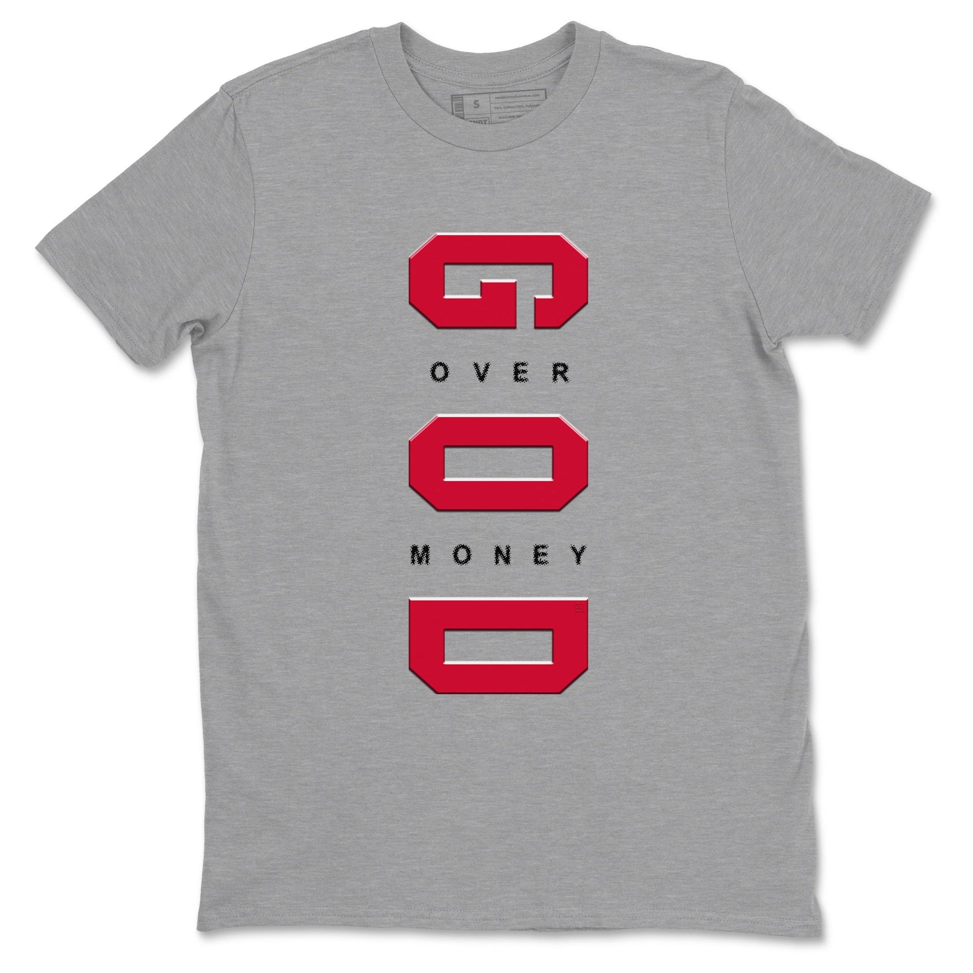 12s Flu Game shirts to match jordans God Over Money sneaker match tees Air Jordan 12 Retro Flu Game match shoes to clothes SNRT Sneaker Tees unisex cotton Heather Grey 2 shirts