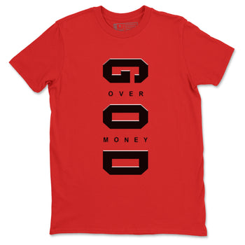 12s Flu Game shirts to match jordans God Over Money sneaker match tees Air Jordan 12 Retro Flu Game match shoes to clothes SNRT Sneaker Tees unisex cotton Red 2 shirts