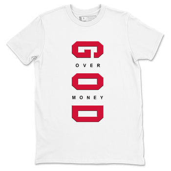 12s Flu Game shirts to match jordans God Over Money sneaker match tees Air Jordan 12 Retro Flu Game match shoes to clothes SNRT Sneaker Tees unisex cotton White 2 shirts