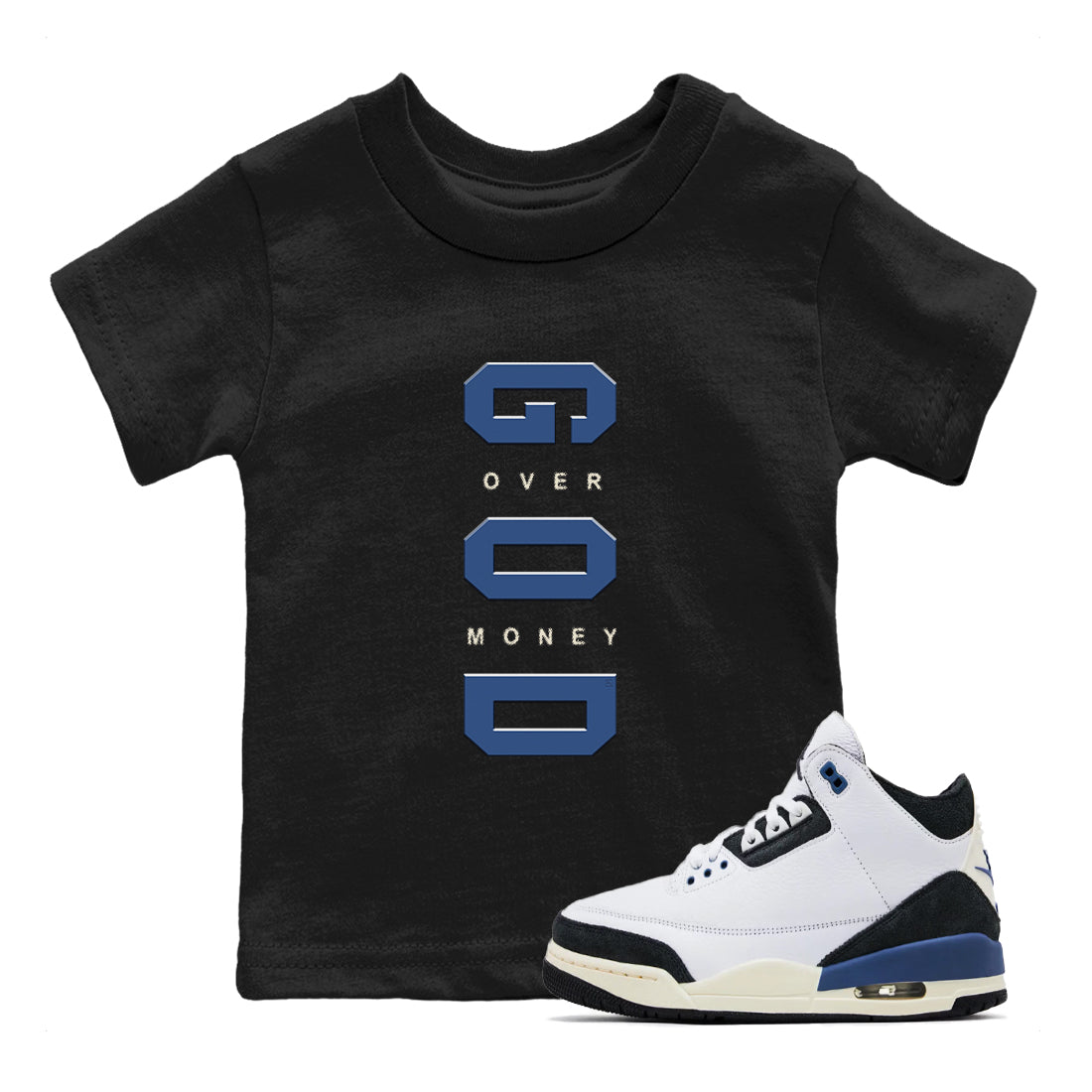 3s For The Love to match jordans God Over Money sneaker match tees A Ma Maniere "For The Love" match shoes to clothes SNRT Sneaker Tees Youth Baby Black 1 tee