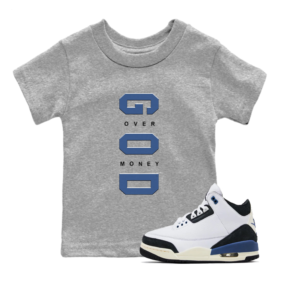 3s For The Love to match jordans God Over Money sneaker match tees A Ma Maniere "For The Love" match shoes to clothes SNRT Sneaker Tees Youth Baby Heather Grey 1 tee