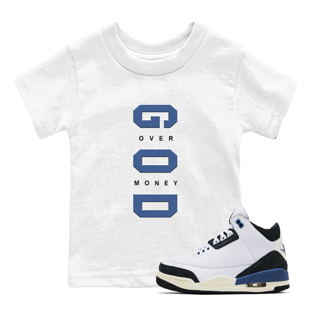 3s For The Love to match jordans God Over Money sneaker match tees A Ma Maniere "For The Love" match shoes to clothes SNRT Sneaker Tees Youth Baby White 1 tee