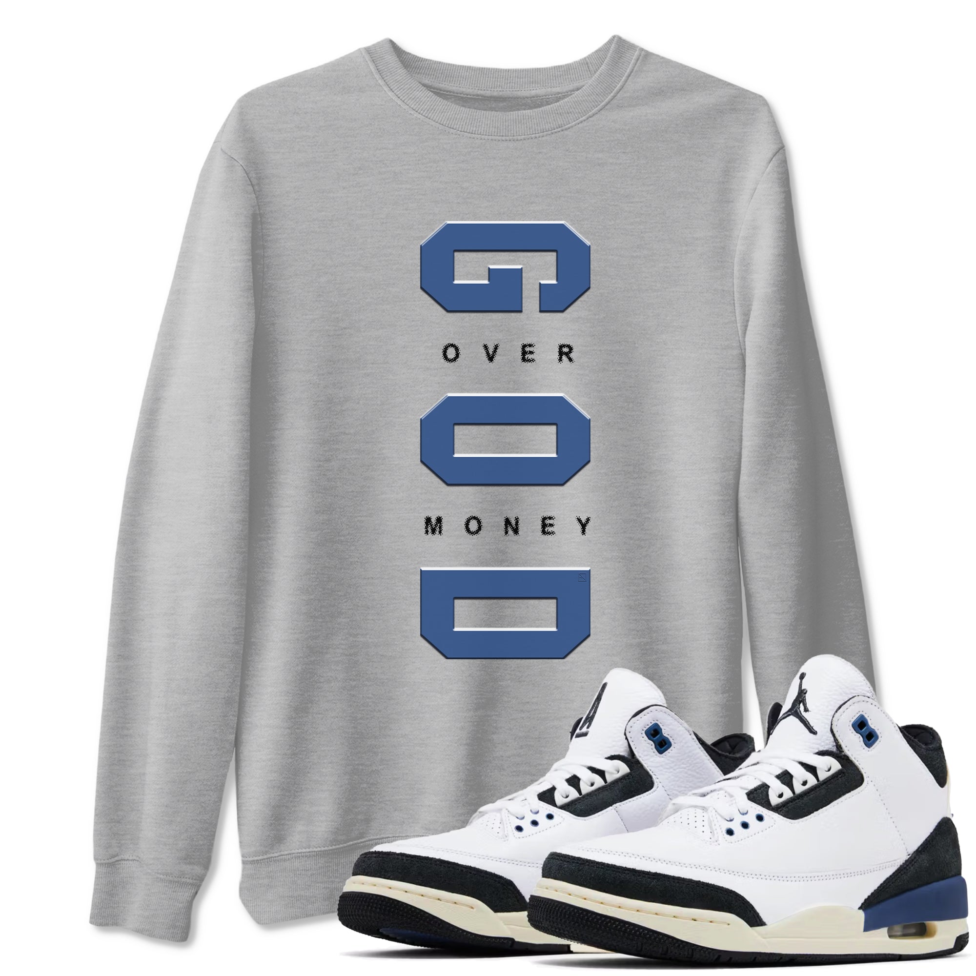 3s For The Love to match jordans God Over Money sneaker match tees A Ma Maniere "For The Love" match shoes to clothes SNRT Sneaker Tees unisex cotton Heather Grey 1 shirts