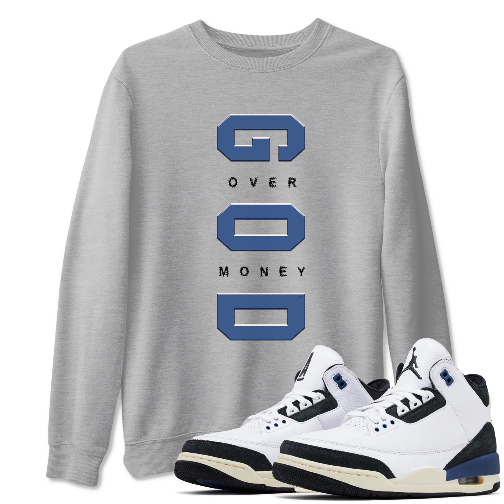 3s For The Love to match jordans God Over Money sneaker match tees A Ma Maniere "For The Love" match shoes to clothes SNRT Sneaker Tees unisex cotton Heather Grey 1 shirts