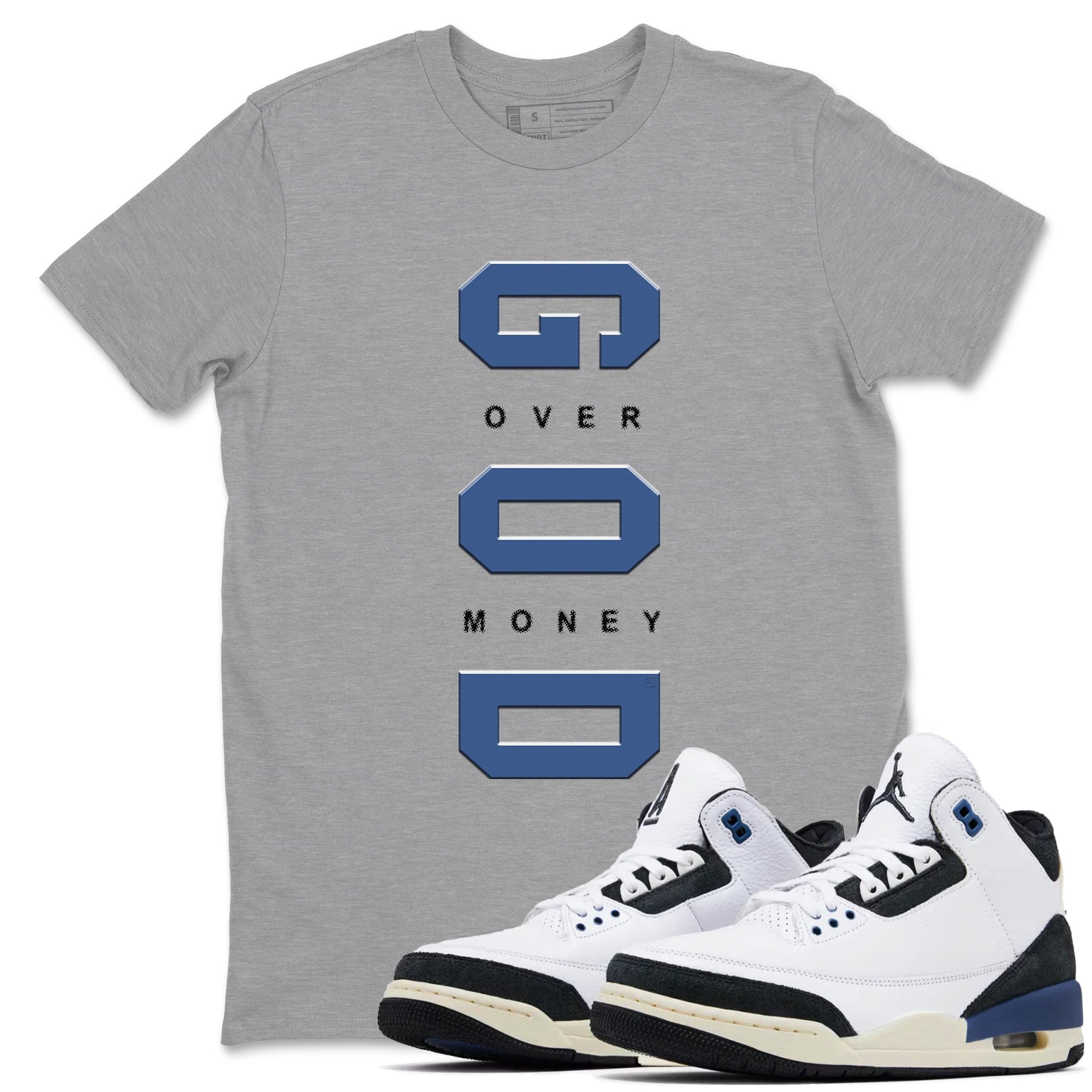 3s For The Love to match jordans God Over Money sneaker match tees A Ma Maniere "For The Love" match shoes to clothes SNRT Sneaker Tees unisex cotton Heather Grey 1 shirts