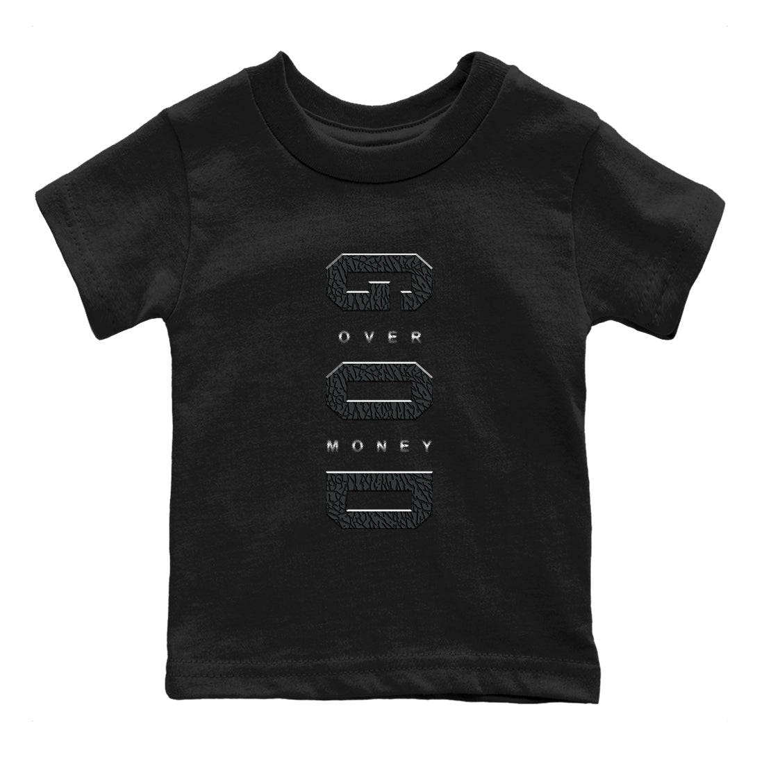Air Jordan 3 Black Cat shirts to match jordans God Over Money sneaker match tees Jordan 3 Retro Black Cat best t shirts to wear with jordans SNRT Sneaker Tees Youth Baby Black 2 tee