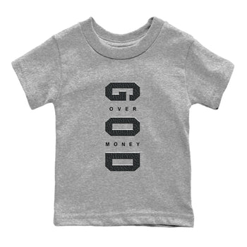 Air Jordan 3 Black Cat shirts to match jordans God Over Money sneaker match tees Jordan 3 Retro Black Cat best t shirts to wear with jordans SNRT Sneaker Tees Youth Baby Heather Grey 2 tee