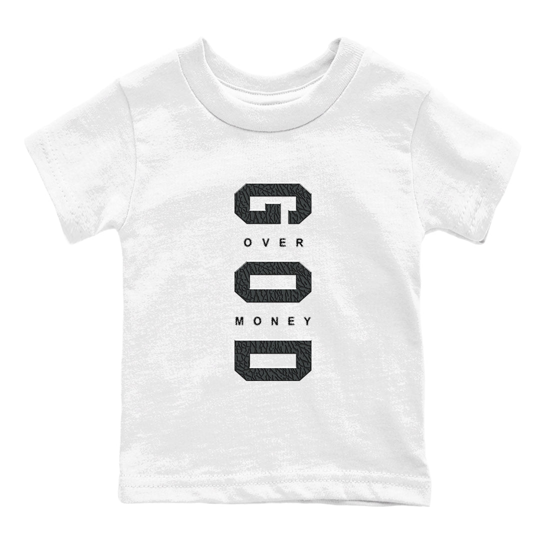 Air Jordan 3 Black Cat shirts to match jordans God Over Money sneaker match tees Jordan 3 Retro Black Cat best t shirts to wear with jordans SNRT Sneaker Tees Youth Baby White 2 tee