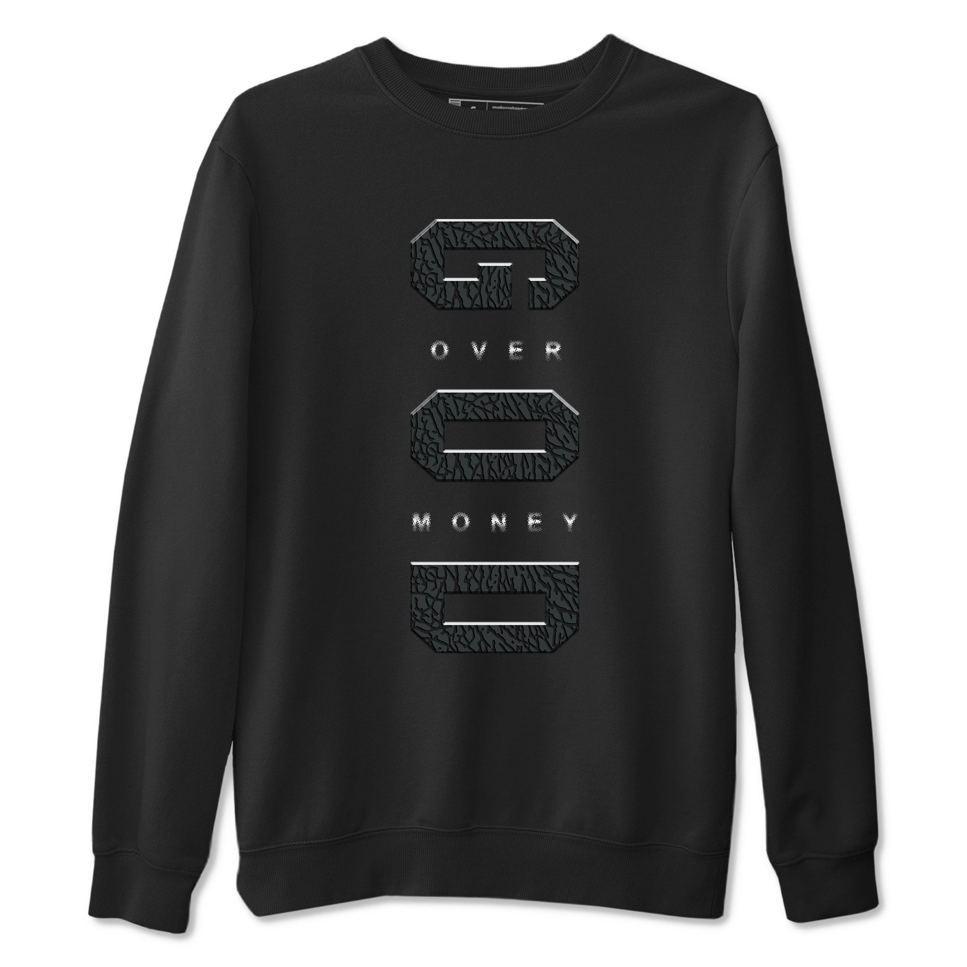 Air Jordan 3 Black Cat shirts to match jordans God Over Money sneaker match tees Jordan 3 Retro Black Cat best t shirts to wear with jordans SNRT Sneaker Tees unisex cotton Black 2 shirts