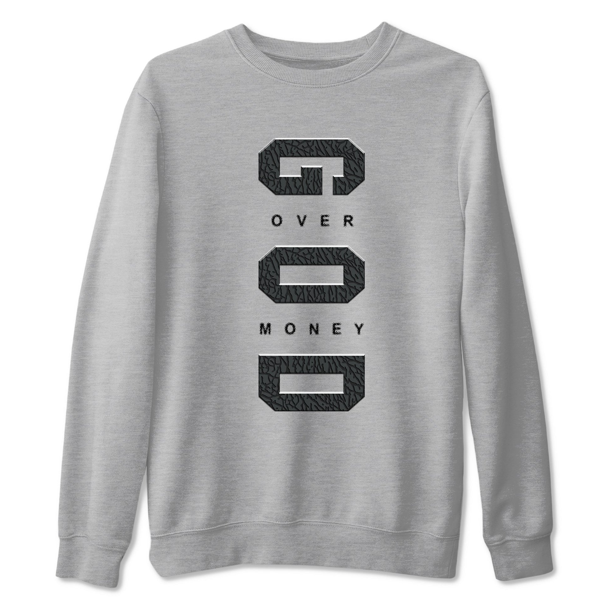 Air Jordan 3 Black Cat shirts to match jordans God Over Money sneaker match tees Jordan 3 Retro Black Cat best t shirts to wear with jordans SNRT Sneaker Tees unisex cotton Heather Grey 2 shirts