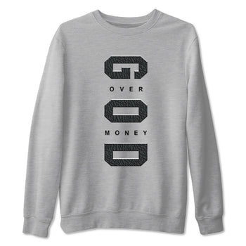 Air Jordan 3 Black Cat shirts to match jordans God Over Money sneaker match tees Jordan 3 Retro Black Cat best t shirts to wear with jordans SNRT Sneaker Tees unisex cotton Heather Grey 2 shirts