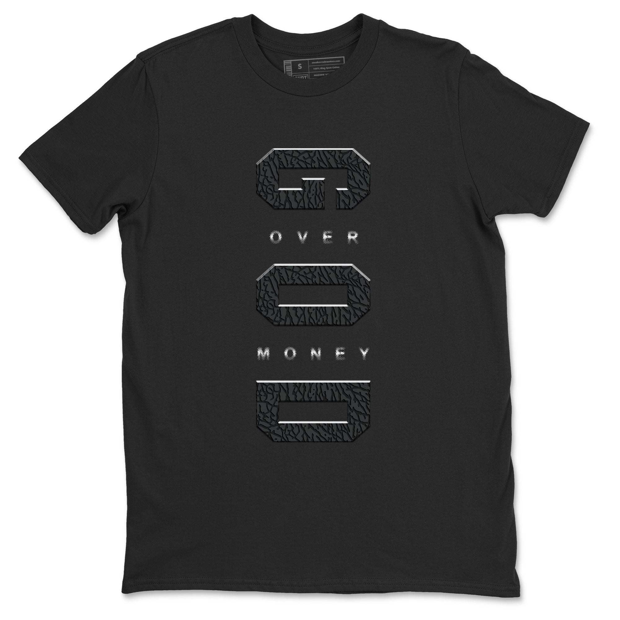 Air Jordan 3 Black Cat shirts to match jordans God Over Money sneaker match tees Jordan 3 Retro Black Cat best t shirts to wear with jordans SNRT Sneaker Tees unisex cotton Black 2 shirts
