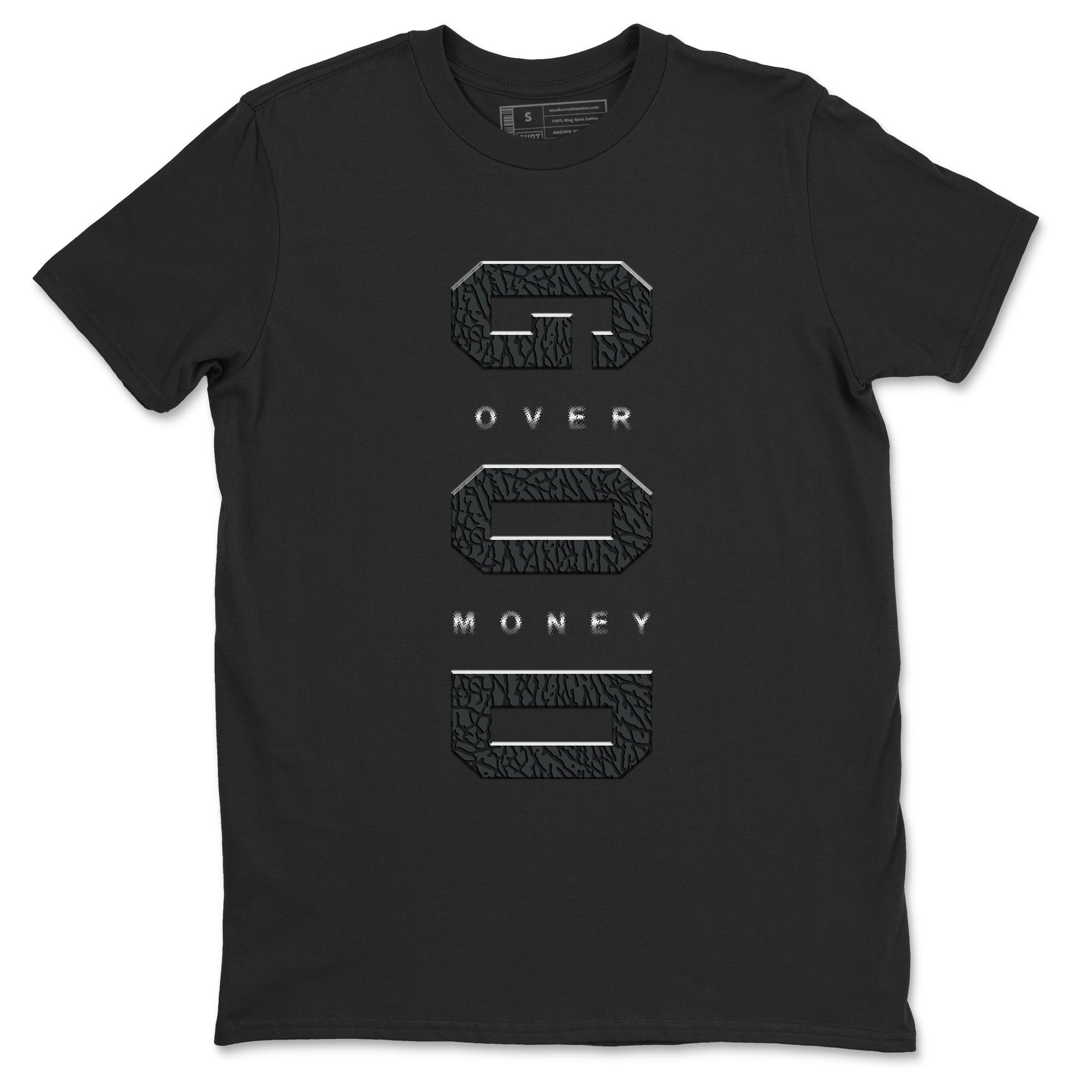 Air Jordan 3 Black Cat shirts to match jordans God Over Money sneaker match tees Jordan 3 Retro Black Cat best t shirts to wear with jordans SNRT Sneaker Tees unisex cotton Black 2 shirts