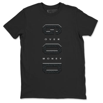 Air Jordan 3 Black Cat shirts to match jordans God Over Money sneaker match tees Jordan 3 Retro Black Cat best t shirts to wear with jordans SNRT Sneaker Tees unisex cotton Black 2 shirts