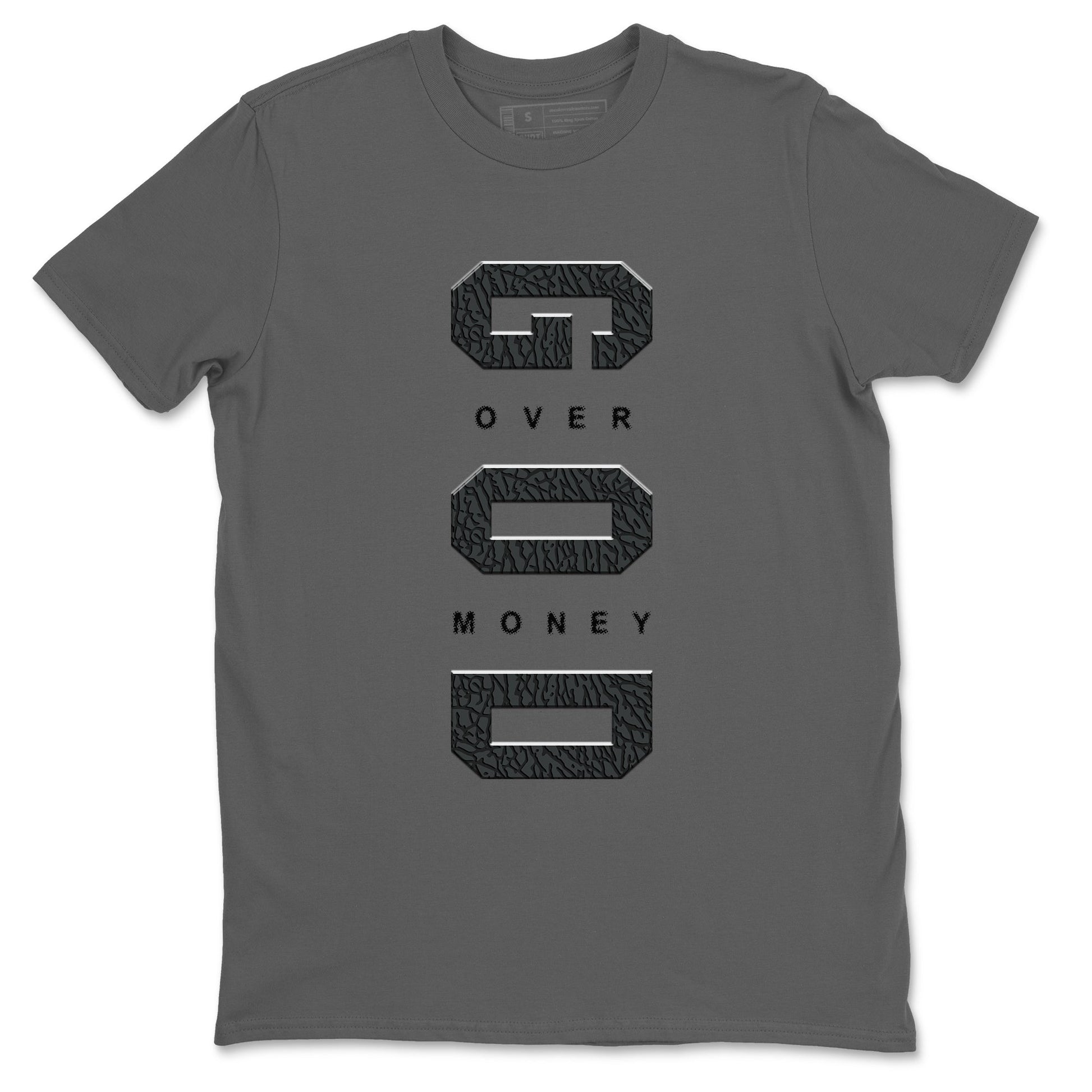 Air Jordan 3 Black Cat shirts to match jordans God Over Money sneaker match tees Jordan 3 Retro Black Cat best t shirts to wear with jordans SNRT Sneaker Tees unisex cotton Cool Grey 2 shirts