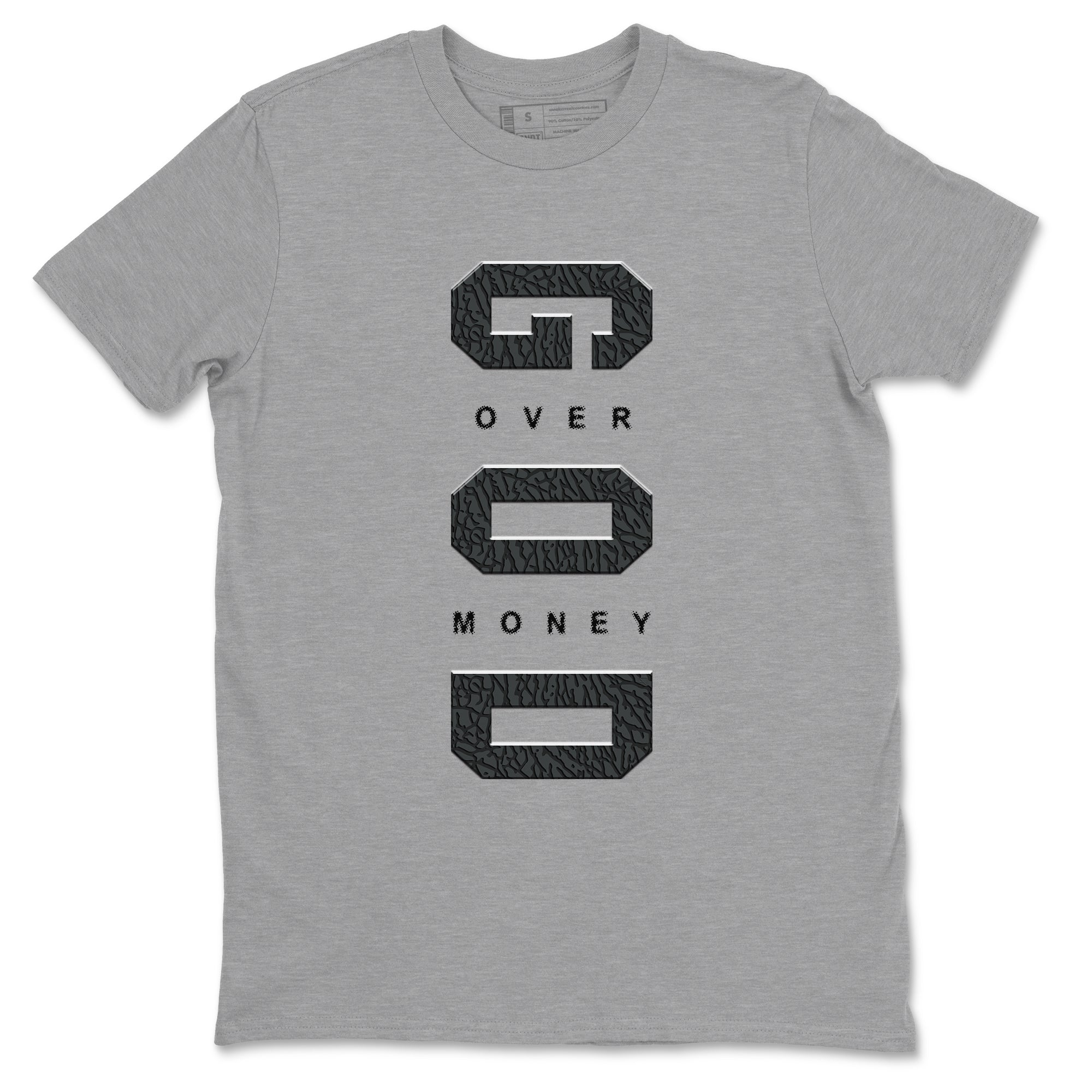 Air Jordan 3 Black Cat shirts to match jordans God Over Money sneaker match tees Jordan 3 Retro Black Cat best t shirts to wear with jordans SNRT Sneaker Tees unisex cotton Heather Grey 2 shirts