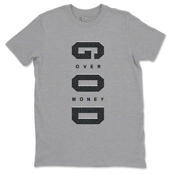 Air Jordan 3 Black Cat shirts to match jordans God Over Money sneaker match tees Jordan 3 Retro Black Cat best t shirts to wear with jordans SNRT Sneaker Tees unisex cotton Heather Grey 2 shirts