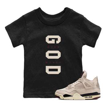 4s A Ma Maniere x "While You Were Sleeping" shirts to match jordans God Over Money sneaker match tees Air Jordan 4 A Ma Maniere x W.Y.W.S match shoes to clothes SNRT Sneaker Tees Youth Baby Black 1 tee