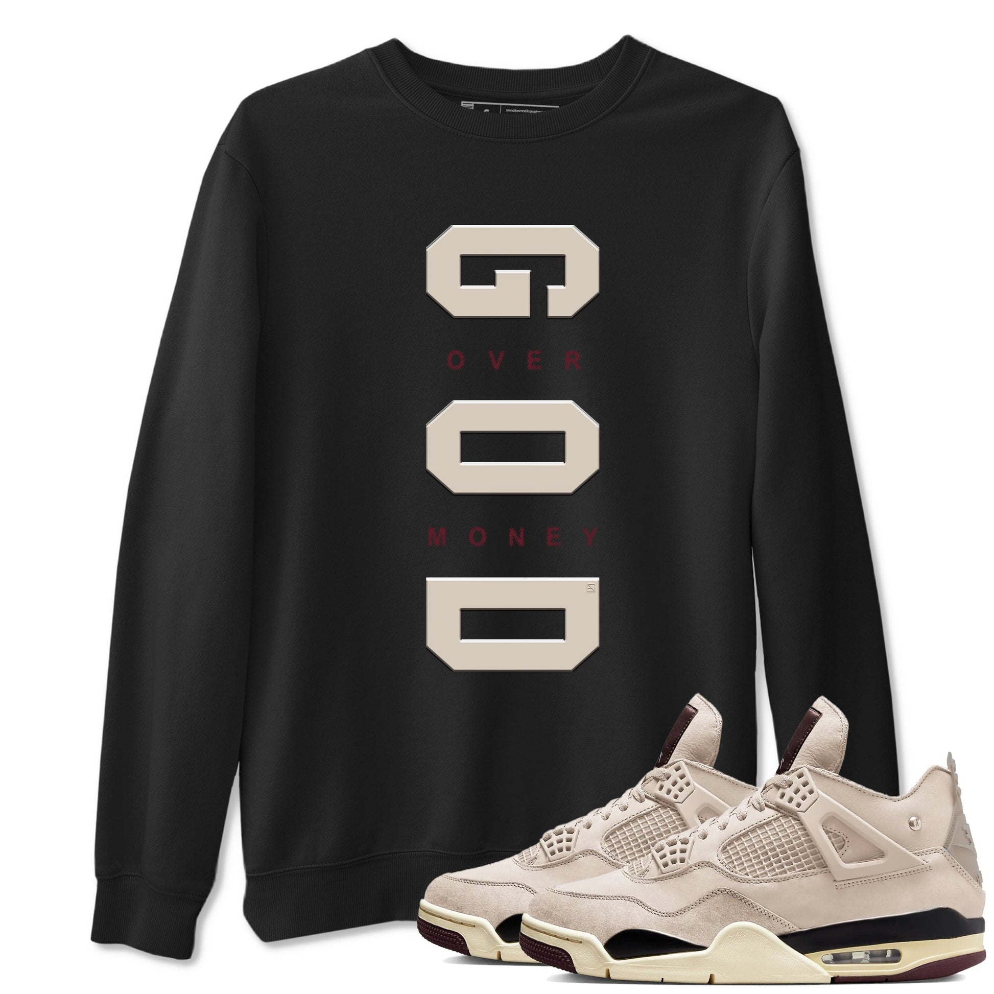 4s A Ma Maniere x "While You Were Sleeping" shirts to match jordans God Over Money sneaker match tees Air Jordan 4 A Ma Maniere x W.Y.W.S match shoes to clothes SNRT Sneaker Tees unisex cotton Black 1 shirts