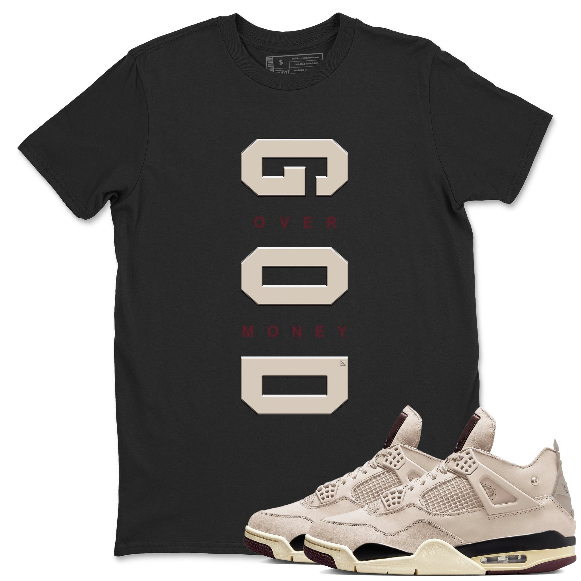 4s A Ma Maniere x "While You Were Sleeping" shirts to match jordans God Over Money sneaker match tees Air Jordan 4 A Ma Maniere x W.Y.W.S match shoes to clothes SNRT Sneaker Tees unisex cotton Black 1 shirts