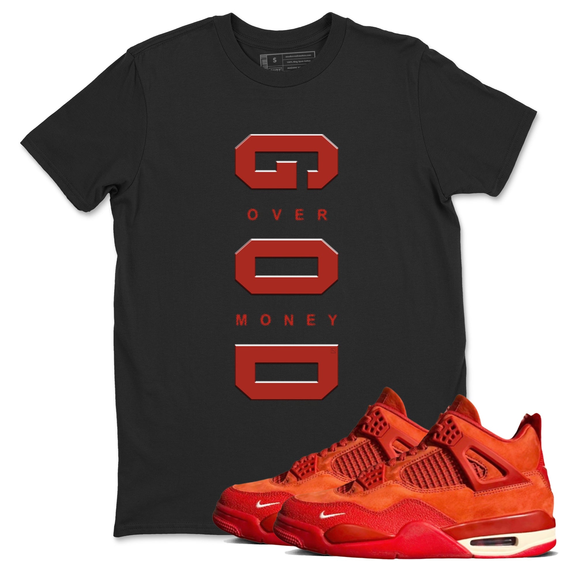 4s Brick By Brick best t shirts to wear with jordans God Over Money sneaker match tees Nigel Sylvester x Air Jordan 4 Brick by Brick match shoes to clothes SNRT Sneaker Tees unisex cotton Black 1 shirts