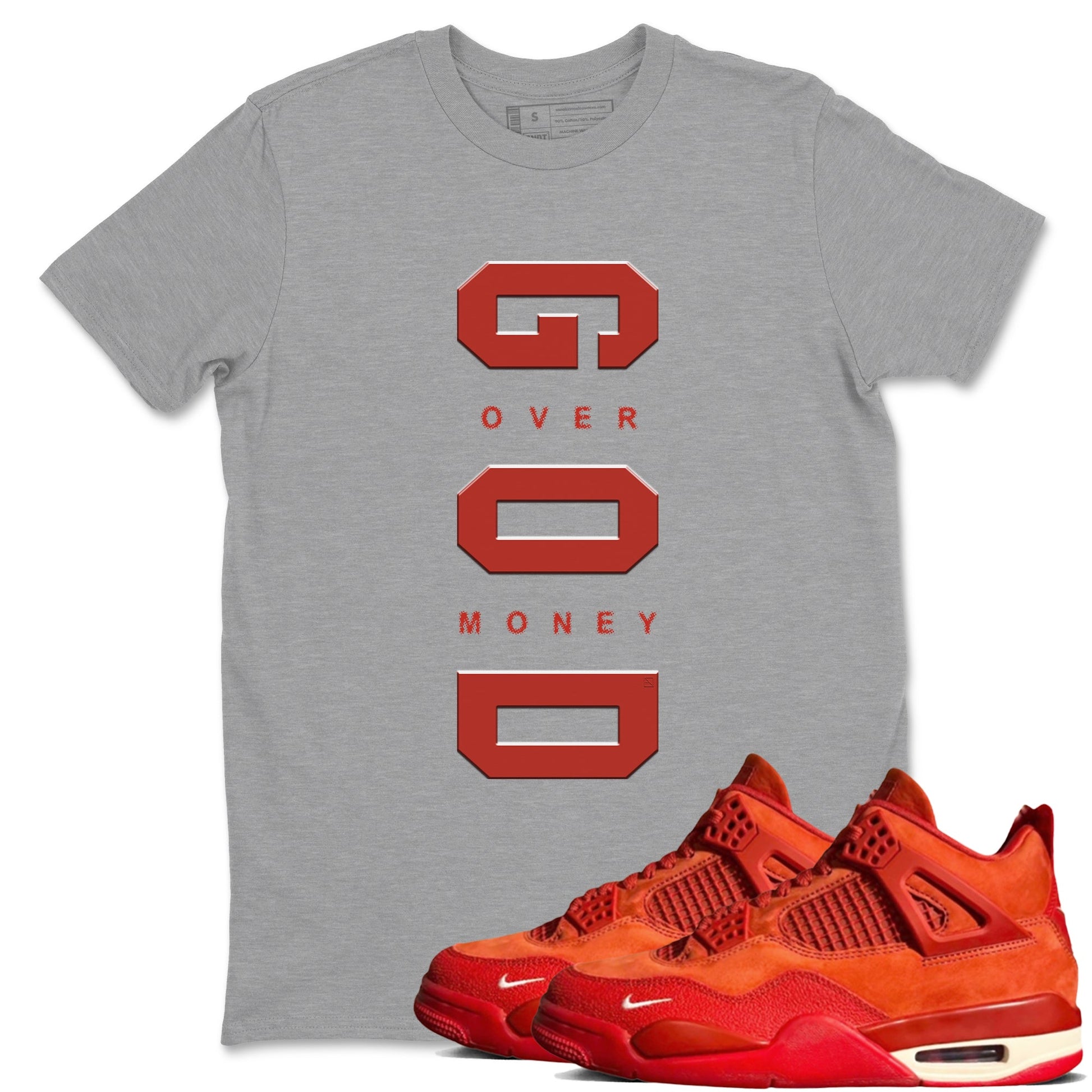 4s Brick By Brick best t shirts to wear with jordans God Over Money sneaker match tees Nigel Sylvester x Air Jordan 4 Brick by Brick match shoes to clothes SNRT Sneaker Tees unisex cotton Heather Grey 1 shirts