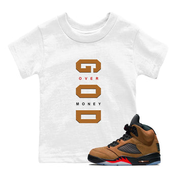 5s Archaeo Brown t shirts to match sneakers God Over Money sneaker match tees Air Jordan 5 Retro Archaeo Brown tee SNRT Sneaker Tees Youth Baby White 1 tee