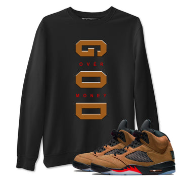 5s Archaeo Brown t shirts to match sneakers God Over Money sneaker match tees Air Jordan 5 Retro Archaeo Brown tee SNRT Sneaker Tees unisex cotton Black 1 shirts
