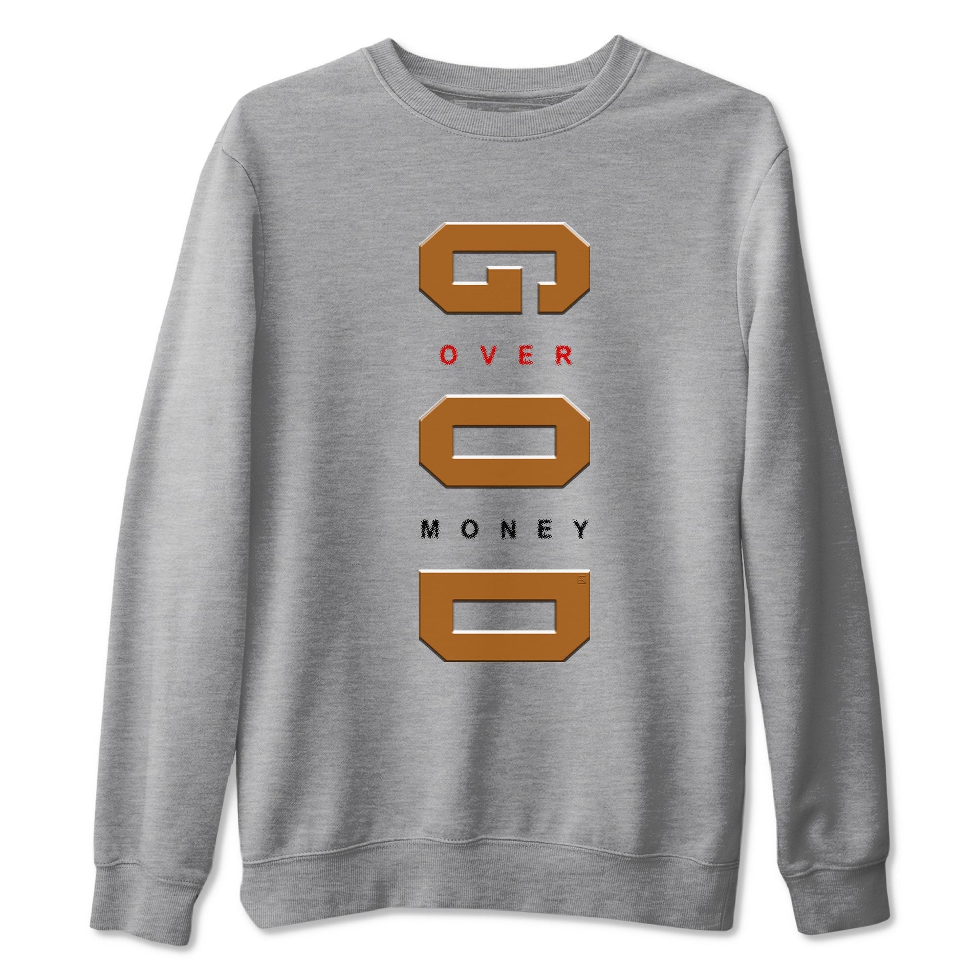 5s Archaeo Brown t shirts to match sneakers God Over Money sneaker match tees Air Jordan 5 Retro Archaeo Brown tee SNRT Sneaker Tees unisex cotton Heather Grey 2 shirts