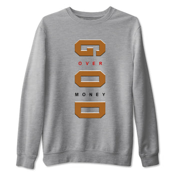 5s Archaeo Brown t shirts to match sneakers God Over Money sneaker match tees Air Jordan 5 Retro Archaeo Brown tee SNRT Sneaker Tees unisex cotton Heather Grey 2 shirts