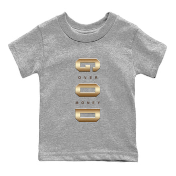 5s Golden Ticket shirts to match jordans God Over Money best t shirts to wear with jordans AJ 5 Retro Golden Ticket match shoes to clothes SNRT Sneaker Tees Youth Baby Heather Grey 2 tee