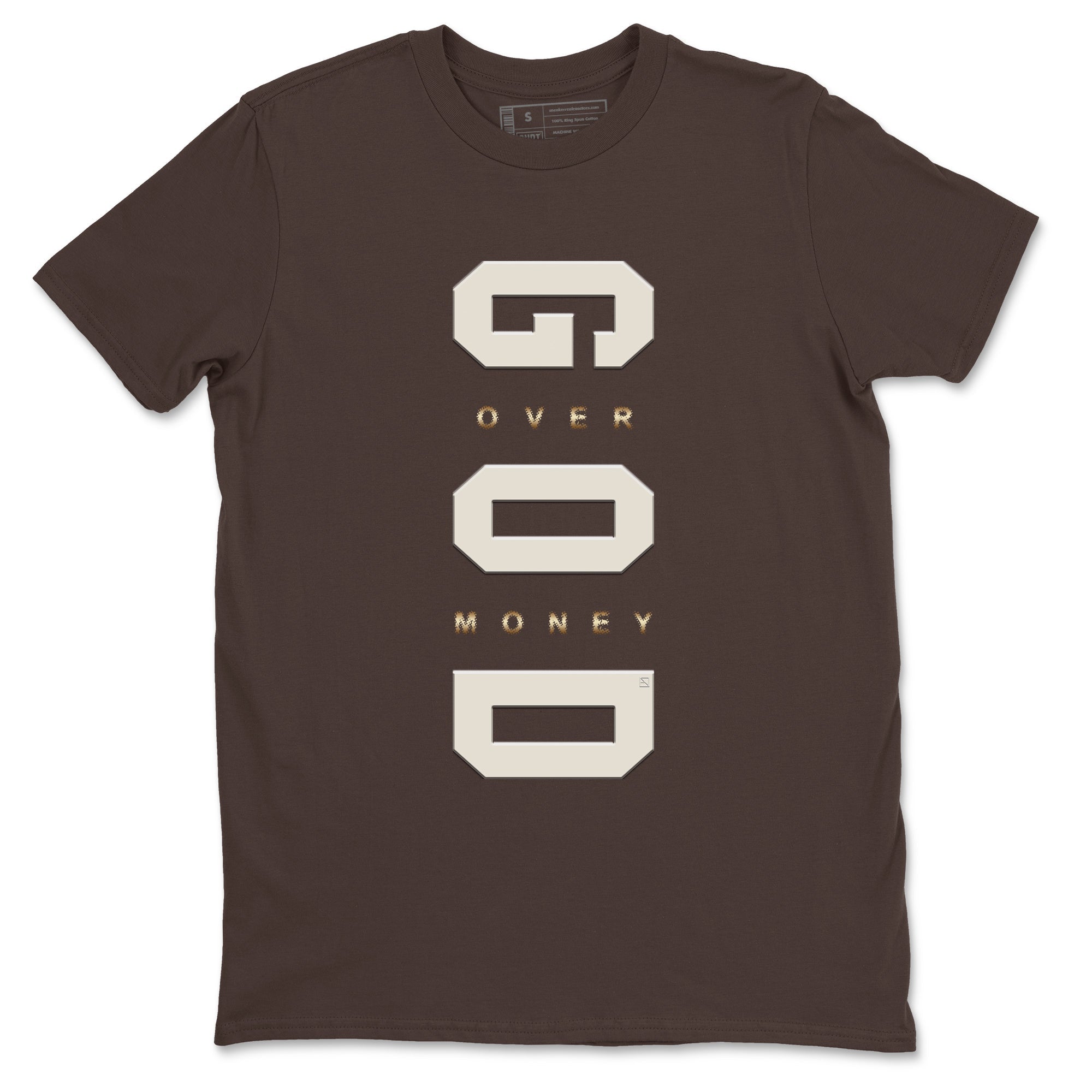 5s Golden Ticket shirts to match jordans God Over Money best t shirts to wear with jordans AJ 5 Retro Golden Ticket match shoes to clothes SNRT Sneaker Tees unisex cotton Dark Chocolate 2 shirts