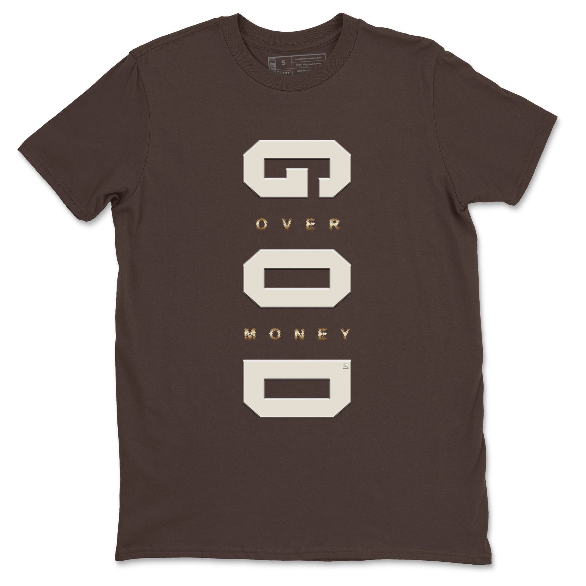 5s Golden Ticket shirts to match jordans God Over Money best t shirts to wear with jordans AJ 5 Retro Golden Ticket match shoes to clothes SNRT Sneaker Tees unisex cotton Dark Chocolate 2 shirts