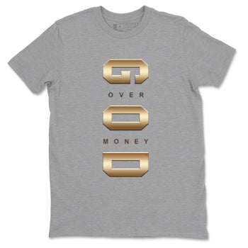5s Golden Ticket shirts to match jordans God Over Money best t shirts to wear with jordans AJ 5 Retro Golden Ticket match shoes to clothes SNRT Sneaker Tees unisex cotton Heather Grey 2 shirts