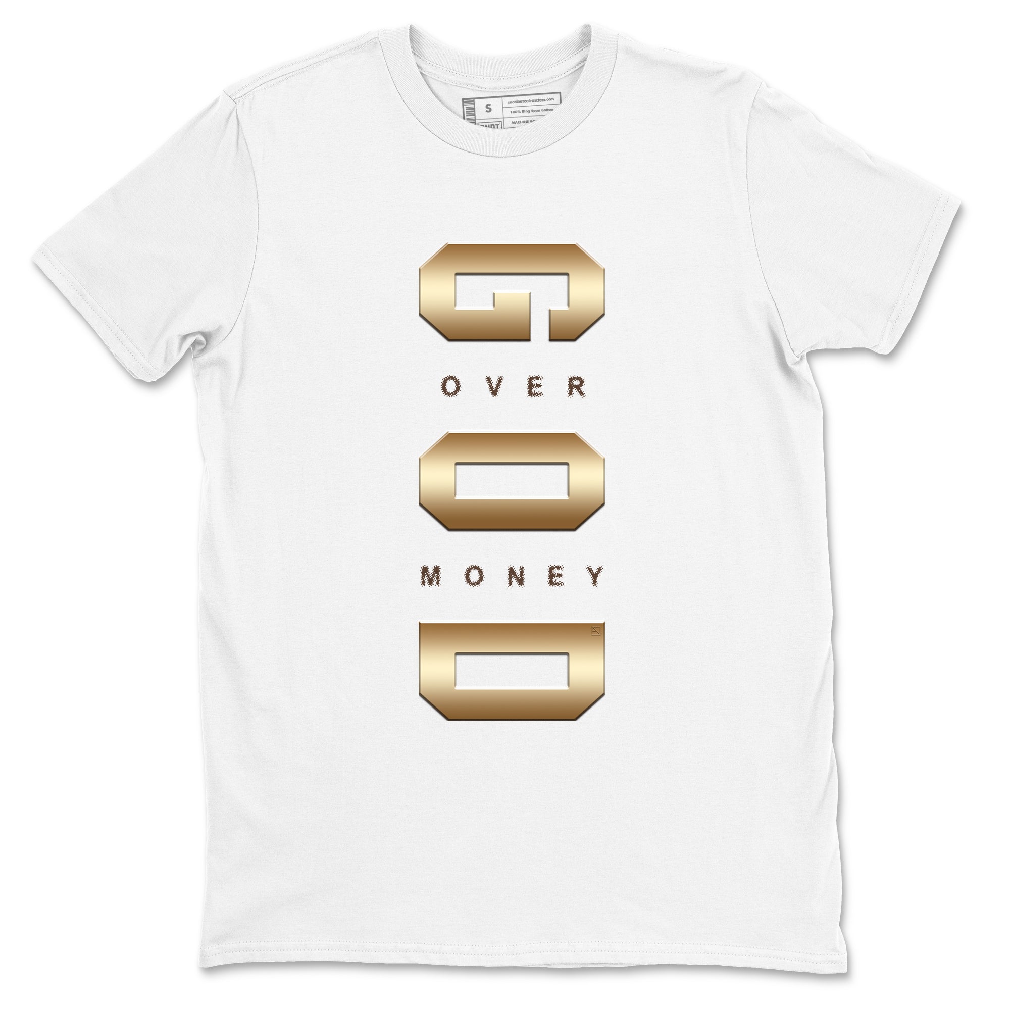 5s Golden Ticket shirts to match jordans God Over Money best t shirts to wear with jordans AJ 5 Retro Golden Ticket match shoes to clothes SNRT Sneaker Tees unisex cotton White 2 shirts