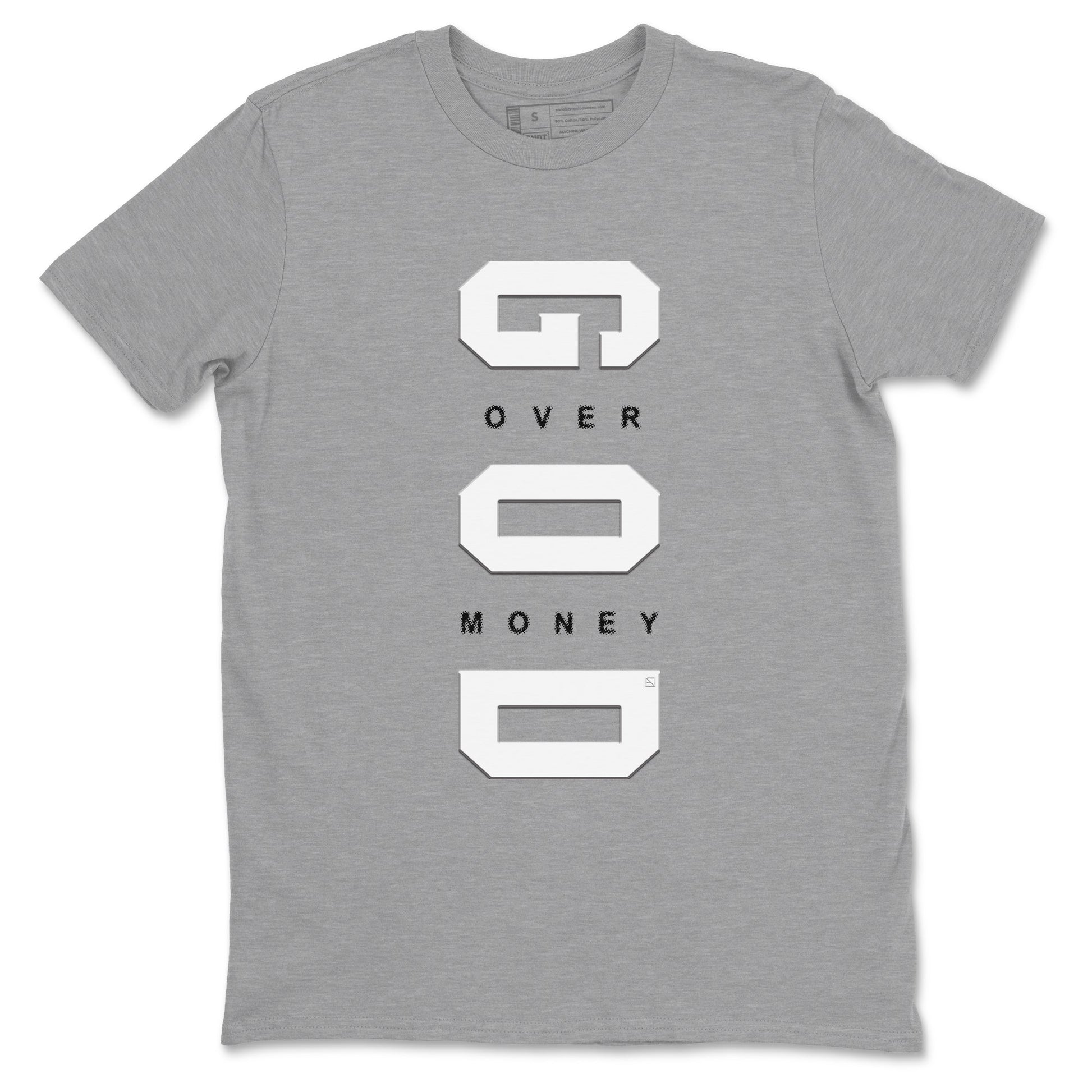 9s Cool Grey shirts to match jordans God Over Money sneaker match tees Air Jordan 9 Retro Cool Grey match shoes to clothes SNRT Sneaker Tees unisex cotton Heather Grey 2 shirts