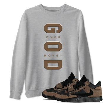 Jordan Jumpman Jack TR Travis Scott Dark Mocha shirts to match jordans God Over Money sneaker match tees Jordan Jumpman Jack Travis Scott Dark Mocha match shoes to clothes SNRT Sneaker Tees unisex cotton Heather Grey 1 shirts