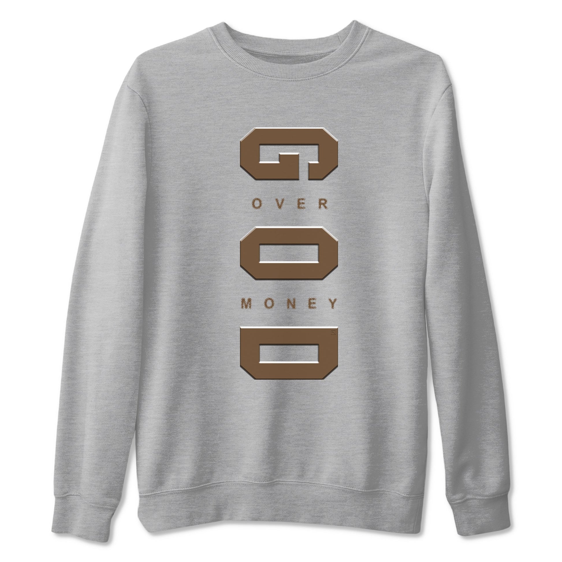 Jordan Jumpman Jack TR Travis Scott Dark Mocha shirts to match jordans God Over Money sneaker match tees Jordan Jumpman Jack Travis Scott Dark Mocha match shoes to clothes SNRT Sneaker Tees unisex cotton Heather Grey 2 shirts