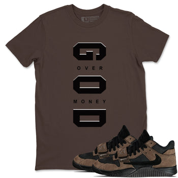 Jordan Jumpman Jack TR Travis Scott Dark Mocha shirts to match jordans God Over Money sneaker match tees Jordan Jumpman Jack Travis Scott Dark Mocha match shoes to clothes SNRT Sneaker Tees unisex cotton Dark Chocolate 1 shirts