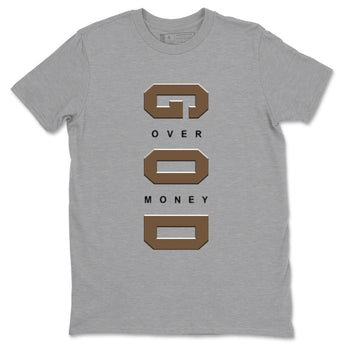 Jordan Jumpman Jack TR Travis Scott Dark Mocha shirts to match jordans God Over Money sneaker match tees Jordan Jumpman Jack Travis Scott Dark Mocha match shoes to clothes SNRT Sneaker Tees unisex cotton Heather Grey 2 shirts