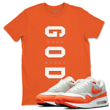 Air Max 1 OG '86 'Summit White and Cosmic Clay shirts to match jordans God Over Money sneaker match tees Air Max 1 Cosmic Clay match shoes to clothes SNRT Sneaker Tees unisex cotton Orange 1 shirts