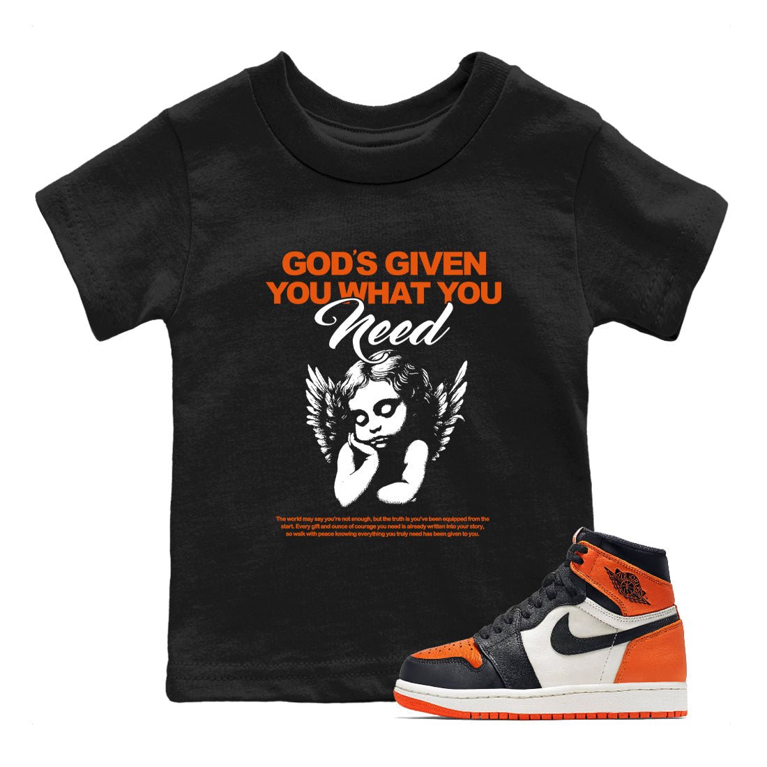 Sneaker match tees – Streetwear Graphic Tees Air Jordan 1 Shattered Backboard Sneakers – God's Given You What You Need Kids Craphic T-Shirt Black 1