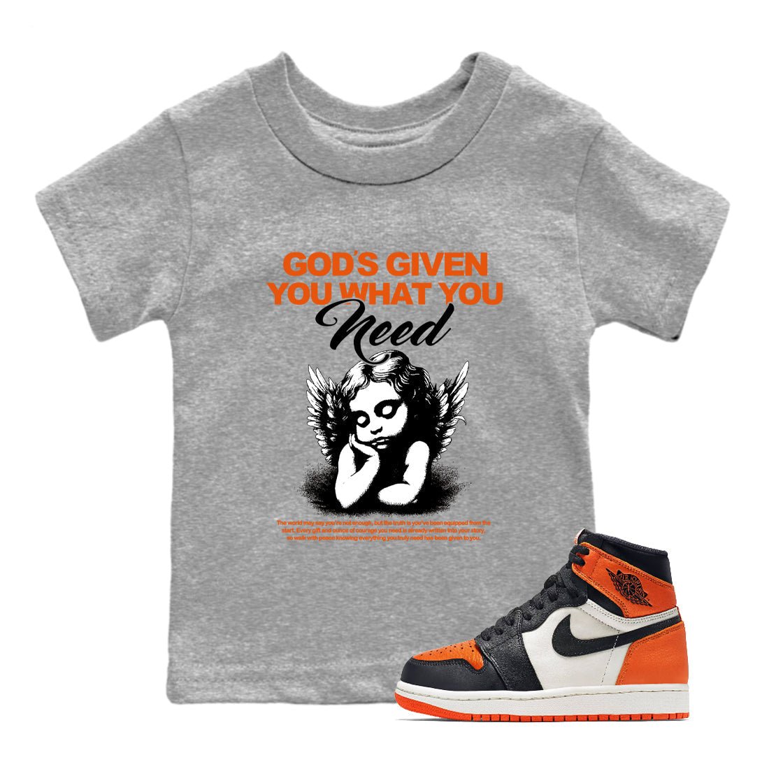Sneaker match tees – Streetwear Graphic Tees Air Jordan 1 Shattered Backboard Sneakers – God's Given You What You Need Kids Craphic T-Shirt Heather Grey 1