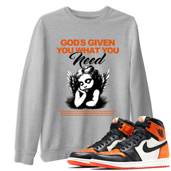 Sneaker match tees – Streetwear Graphic Tees Air Jordan 1 Shattered Backboard Sneakers – God's Given You What You Need Graphic Tee Heather Grey 1