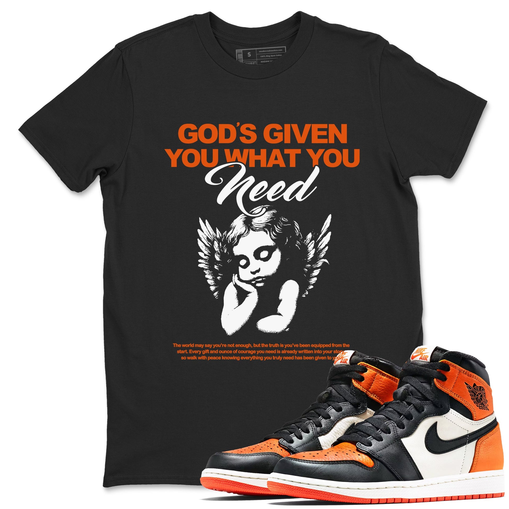 Sneaker match tees – Streetwear Graphic Tees Air Jordan 1 Shattered Backboard Sneakers – God's Given You What You Need Graphic Tee Black 1