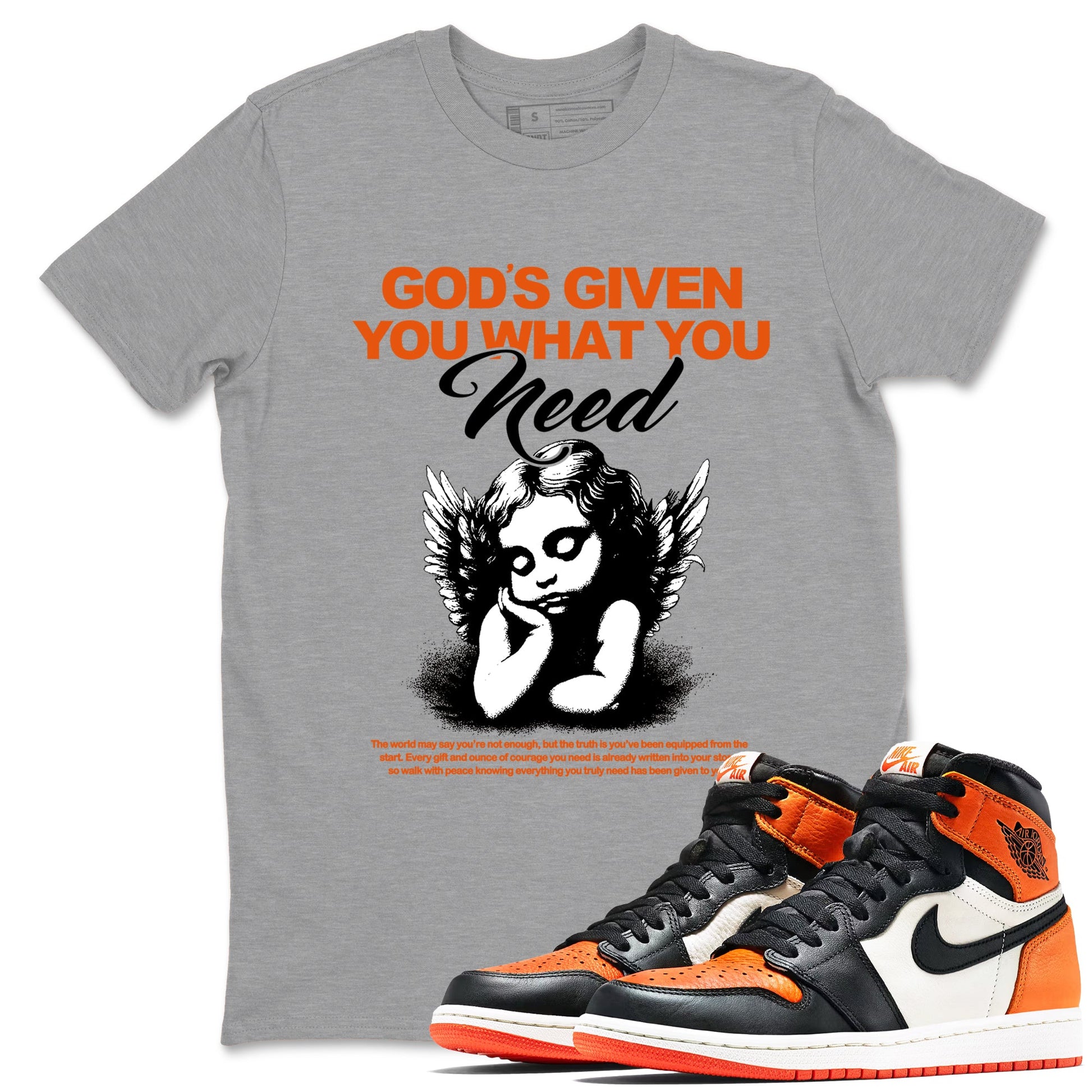 Sneaker match tees – Streetwear Graphic Tees Air Jordan 1 Shattered Backboard Sneakers – God's Given You What You Need Graphic Tee Heather Grey 1