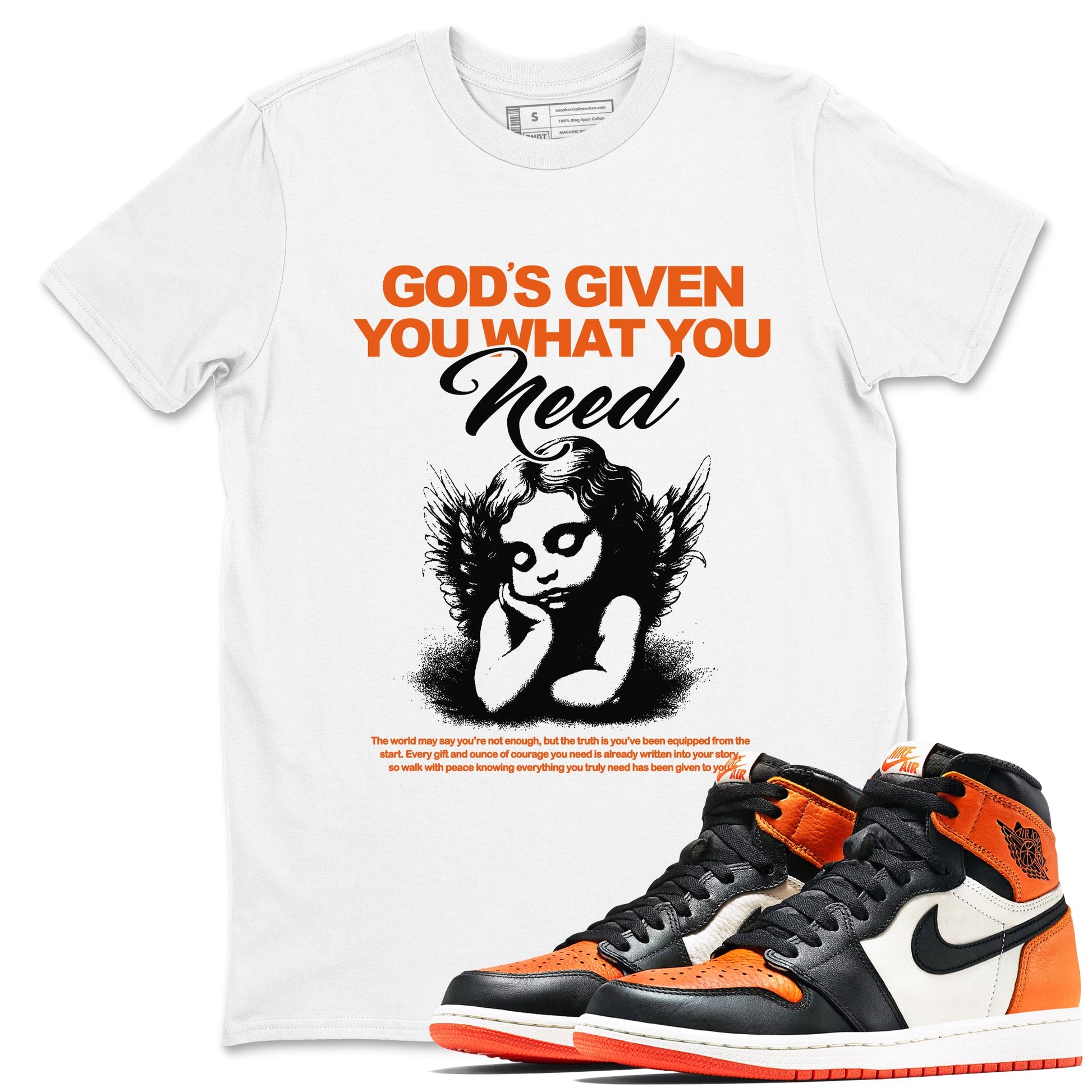 Sneaker match tees – Streetwear Graphic Tees Air Jordan 1 Shattered Backboard Sneakers – God's Given You What You Need Graphic Tee White 1