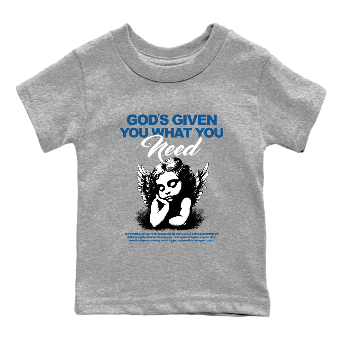 Sneaker match tees – Streetwear Graphic Tees Air Jordan 1 Travis Scott Fragment Sneakers – God's Given You What You Need Kids Craphic T-Shirt Heather Grey 2