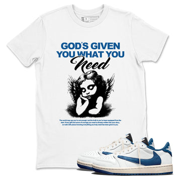 Sneaker match tees – Streetwear Graphic Tees Air Jordan 1 Travis Scott Fragment Sneakers – God's Given You What You Need Graphic Tee White 1