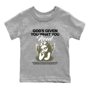 Sneaker Threads – Sneaker Tees To Match Air Jordan 3 Medium Olive – God's Given You What You Need Youth Graphic Tee Heather Grey 2. Perfect for Jordan releases 2025 colorways.